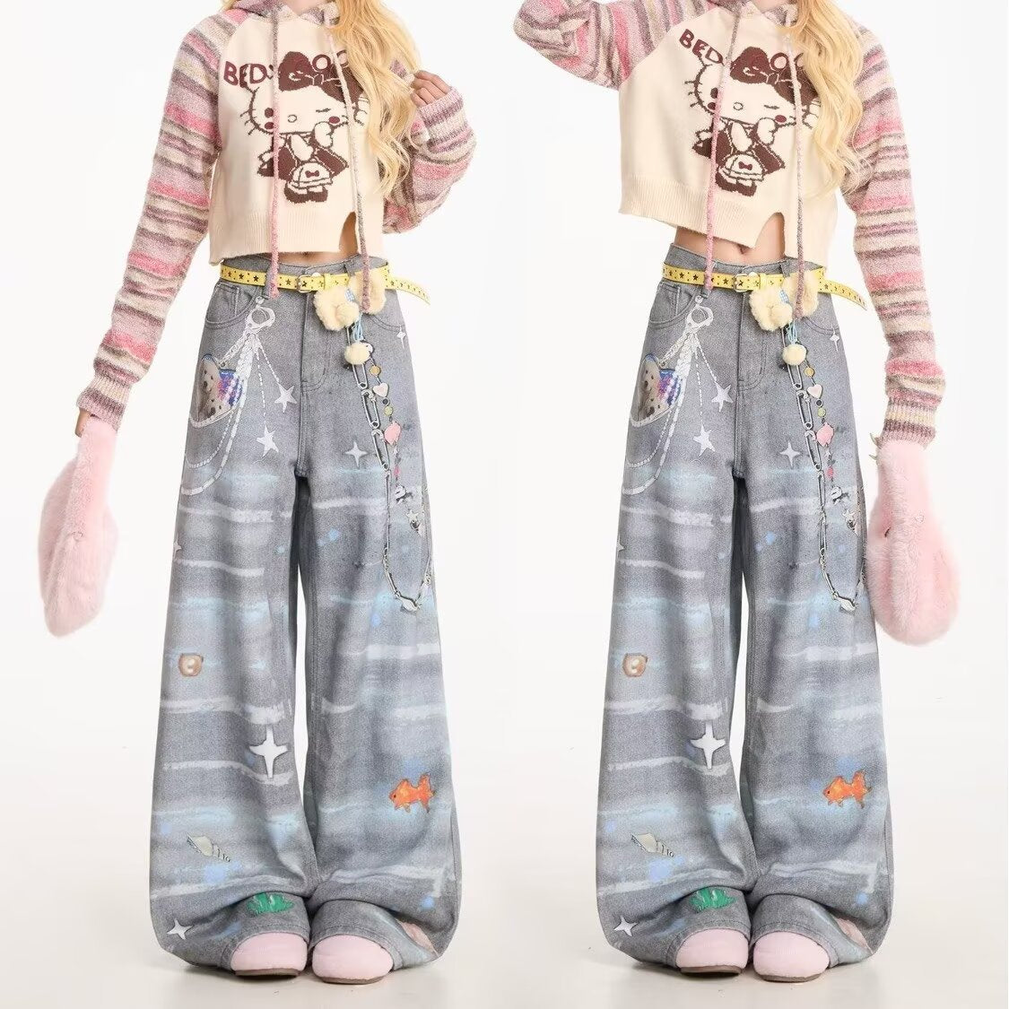 Niche Distressed Loose Wide-leg Pants