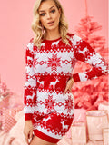 Women's Elk Snowflake Brocade Sweater Female Dress