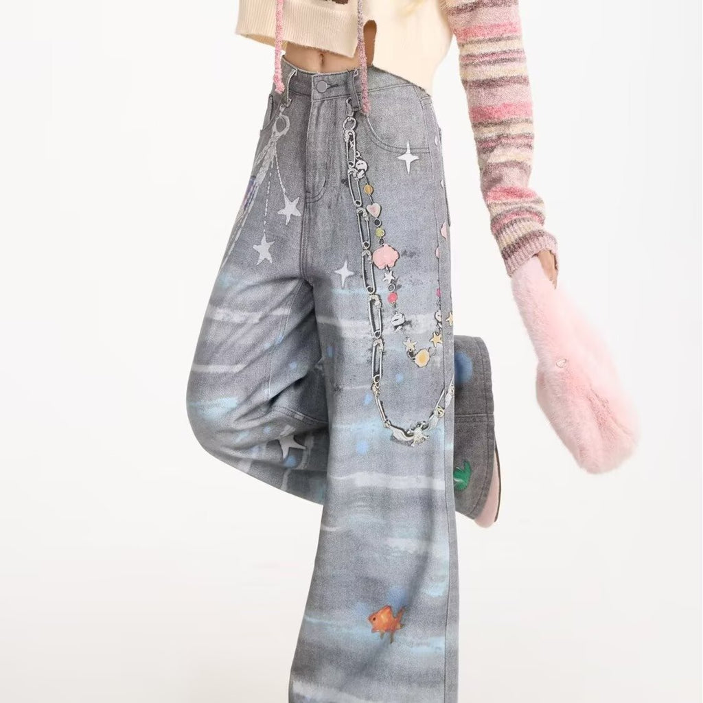 Niche Distressed Loose Wide-leg Pants